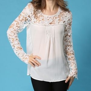 White lace flowy blouse